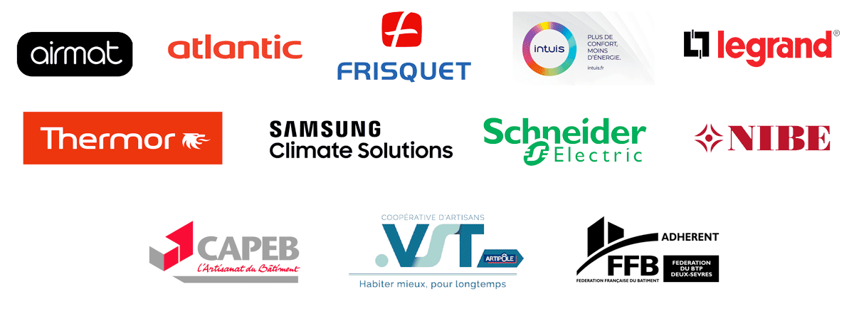 Airmat, Atlantic, Frisquet, Intuis, Legrand, Termor, SAMSUNG Climate Solutions, Schneider Electric, CAPEB, VST Artipôle, Fédération Française du Bâtiment